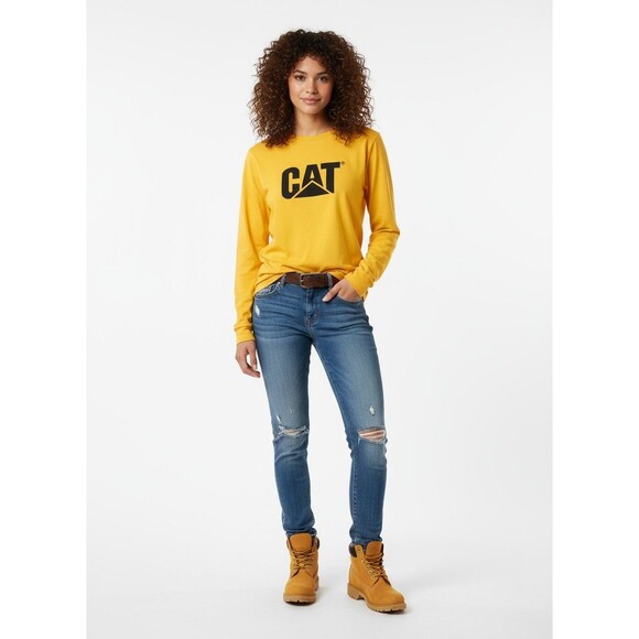 Caterpillar CAT Tractor Vintage Long Sleeve T-Shirt M Workwear Logo Classic - Picture 1 of 10